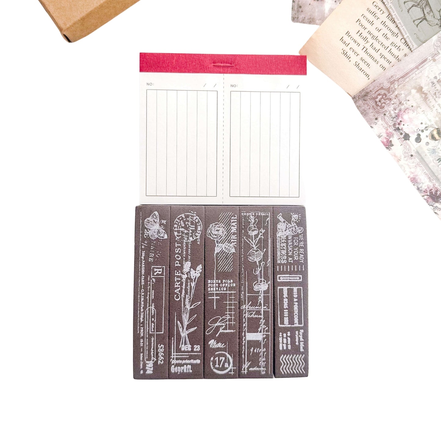 Foam stamp kit with paper pad - Flower mail