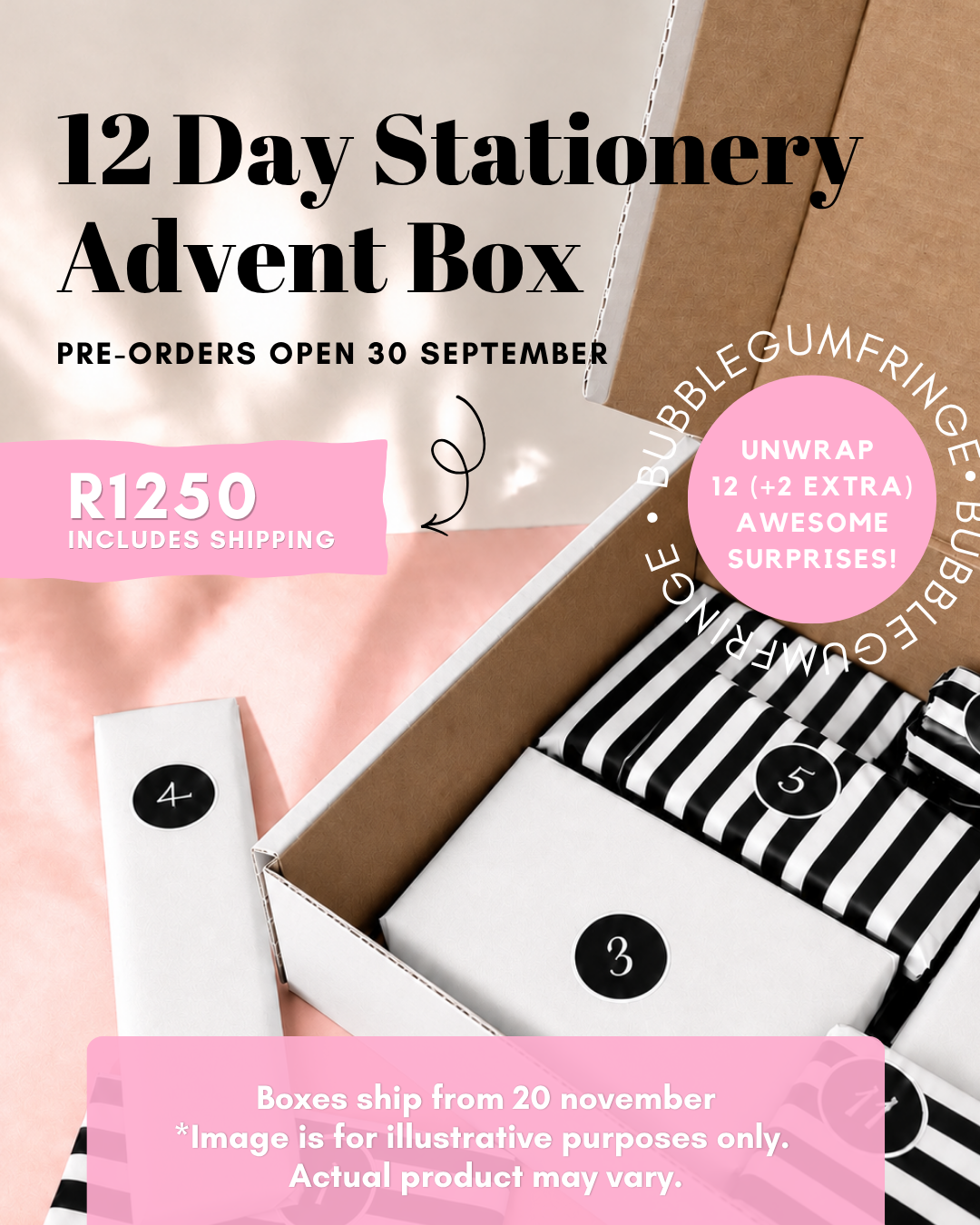Pre-order: 12 (+2) Day Stationery Advent Calendar Box - Includes shipping!