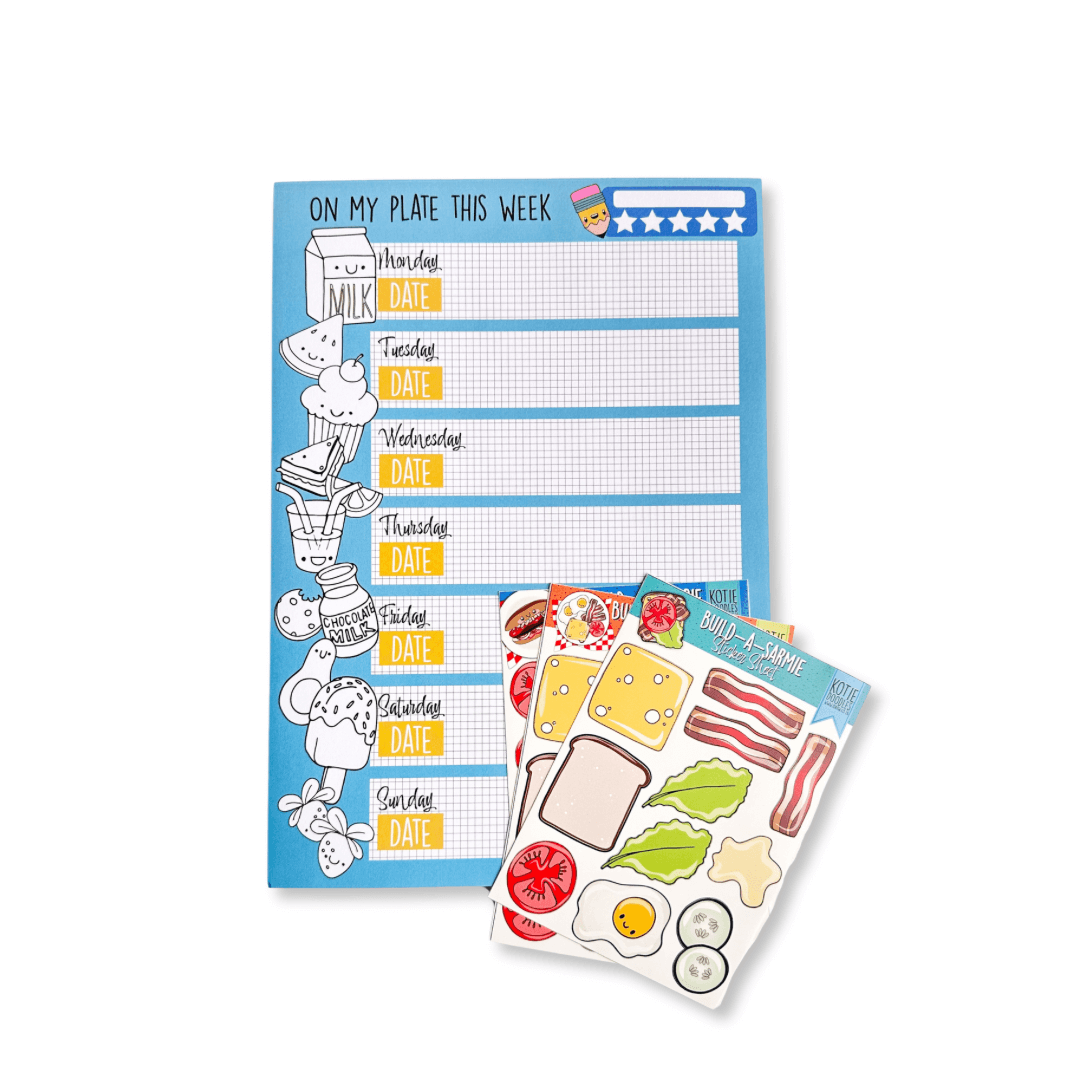 A4 Weekly meal planner. Includes days Monday to friday with star rating to rate your meals this week.
