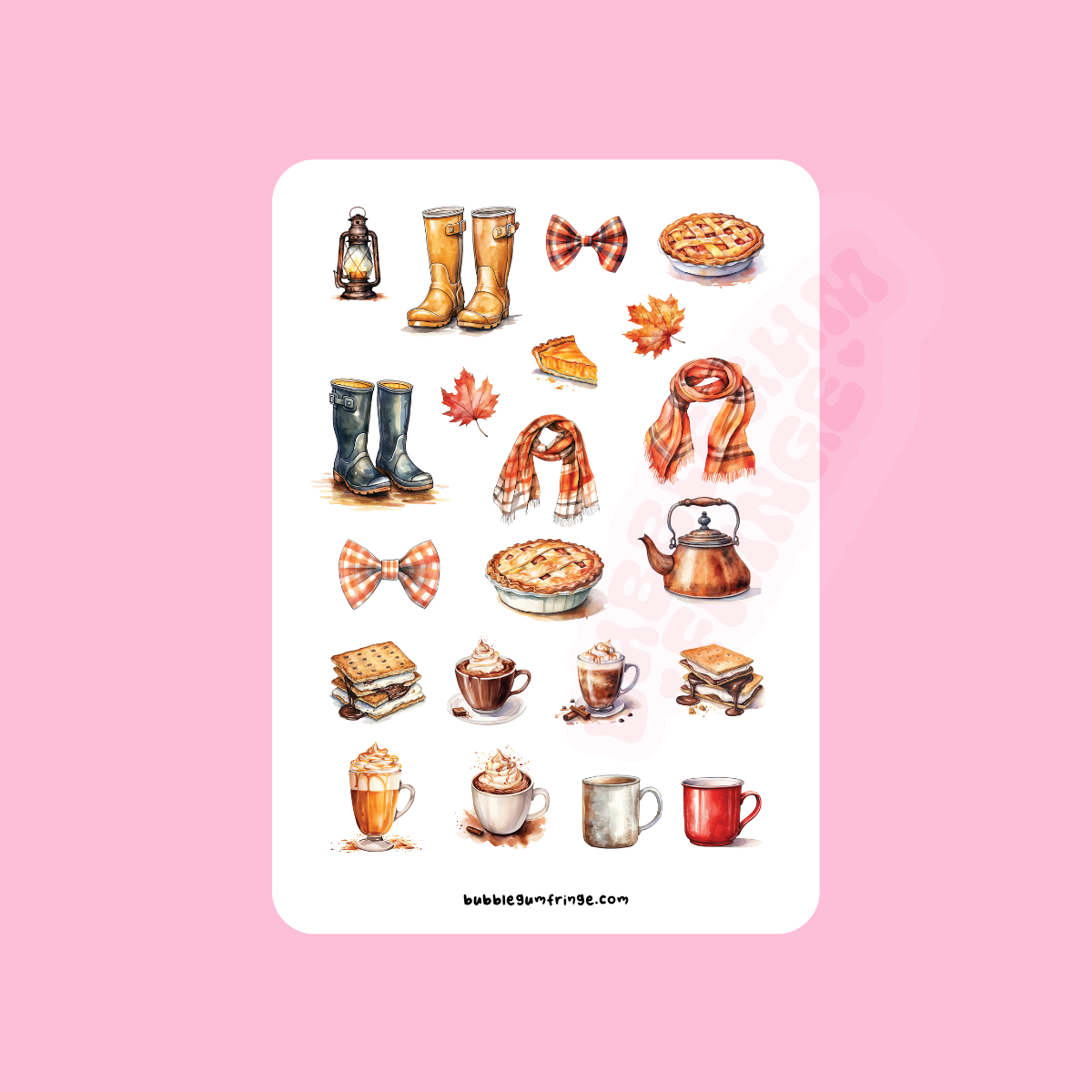 Autumn themed sticker sheet with-small objects
