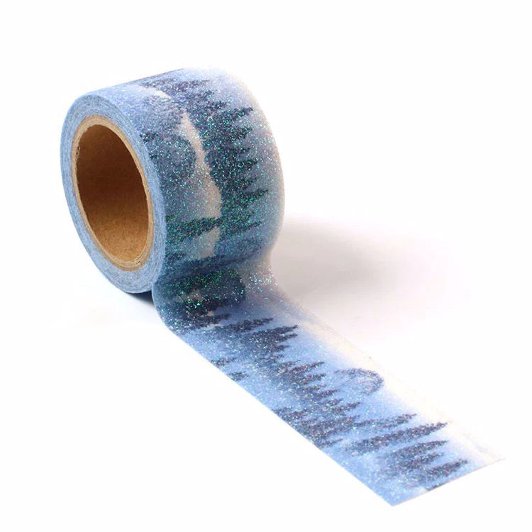 Blue forest glitter wide washi tape - 3m