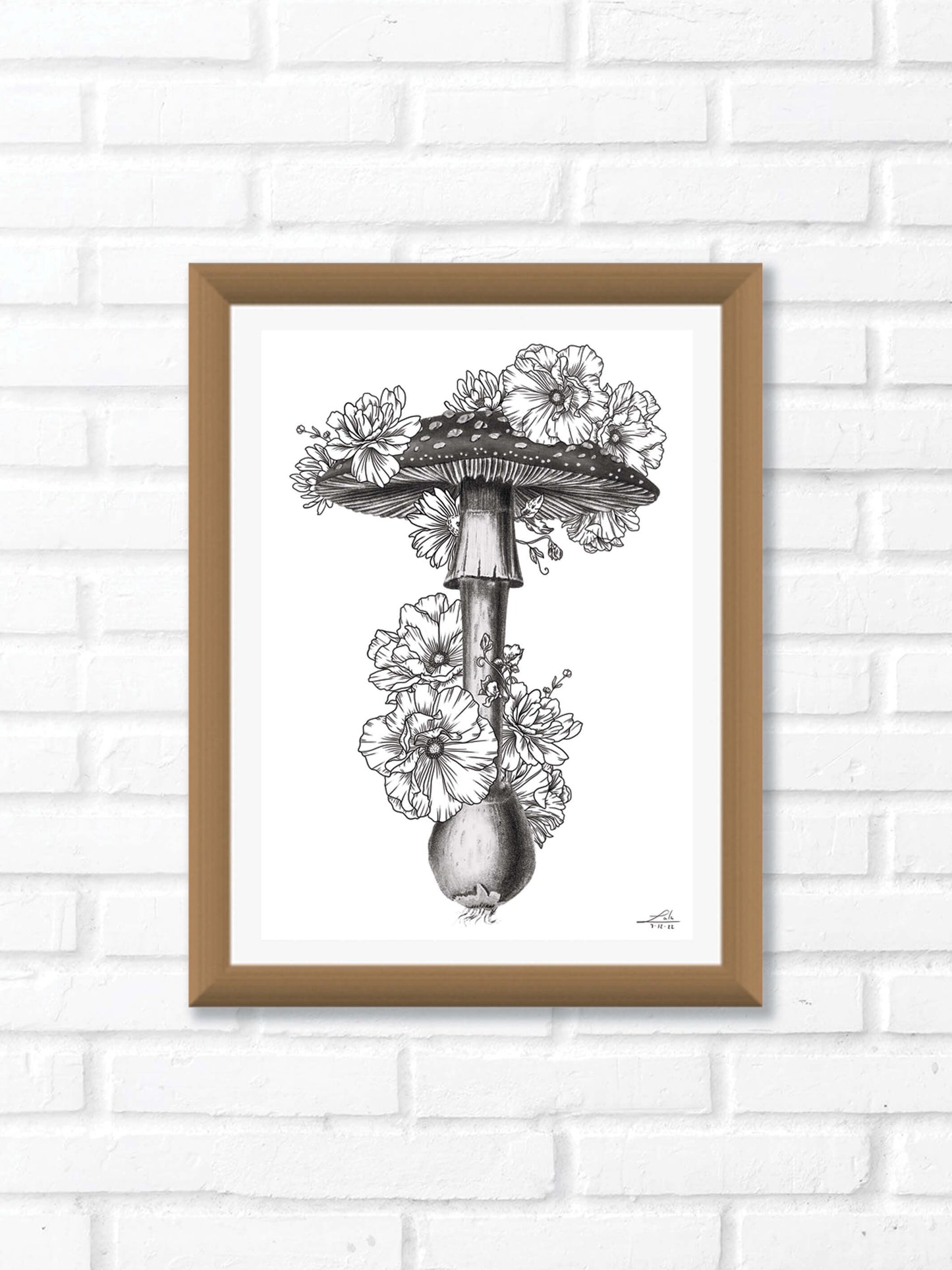 Flowershroom art print - Damaged stock