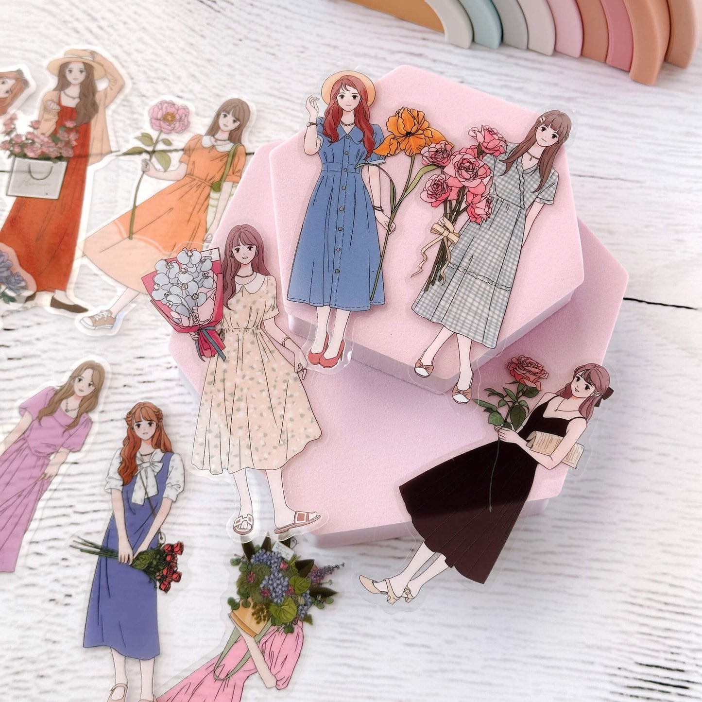 PET Flower girl sticker pack - 30pcs