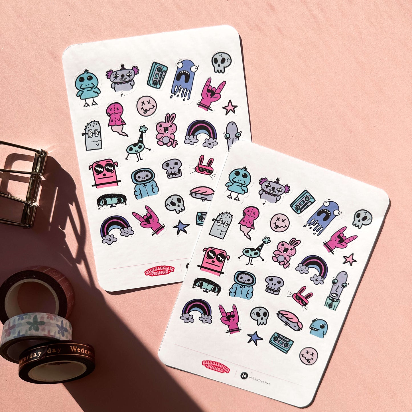 Cute monsters sticker sheet - Nikki Creative