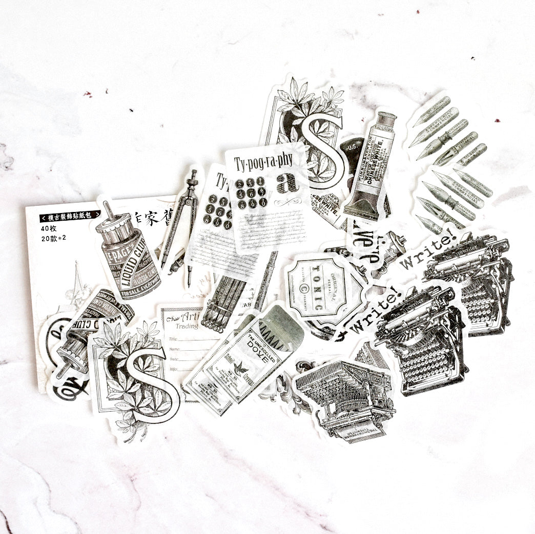 Washi stickers - Vintage typewriter - 40 pcs