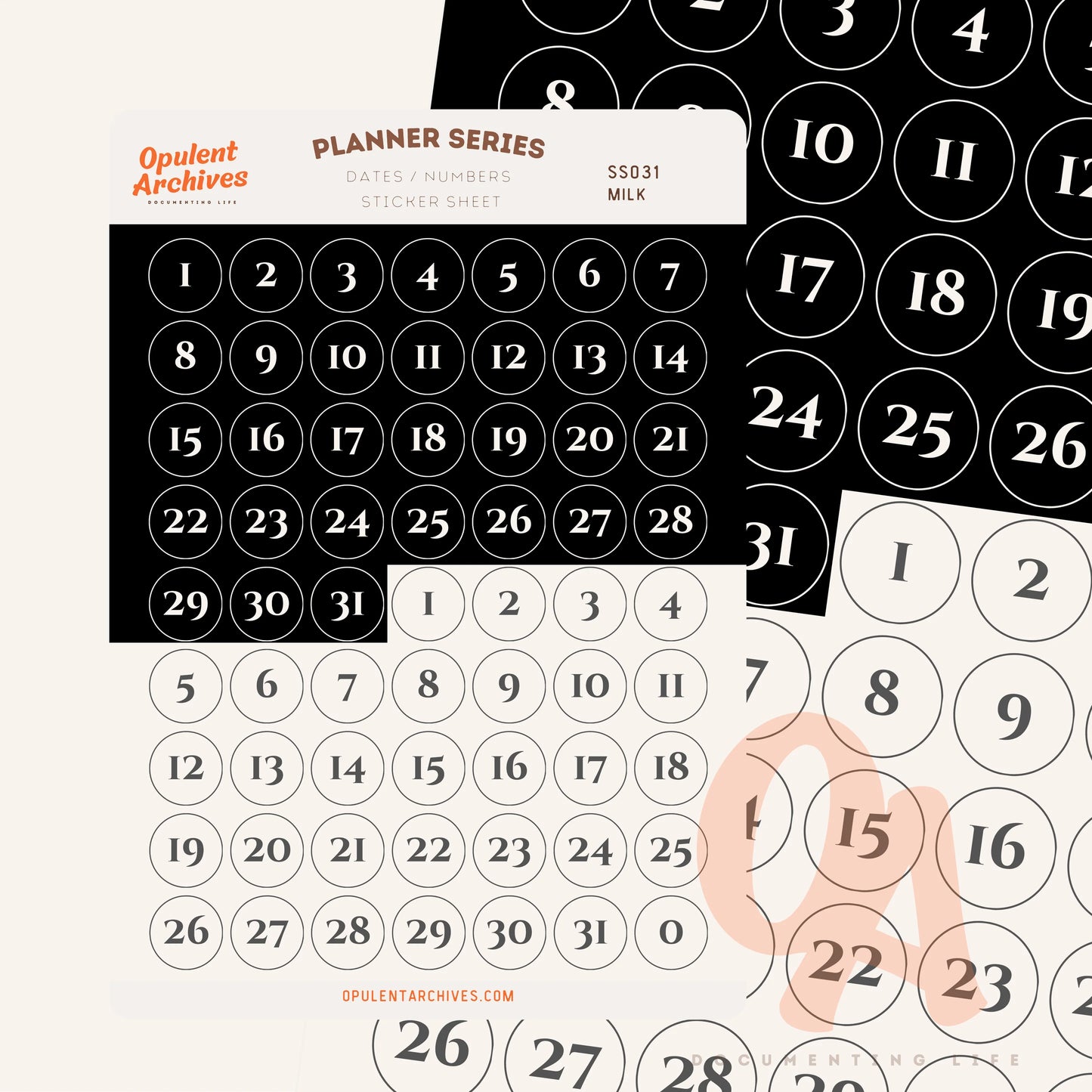 Dates/Numbers Sticker Sheets - Opulent Archives