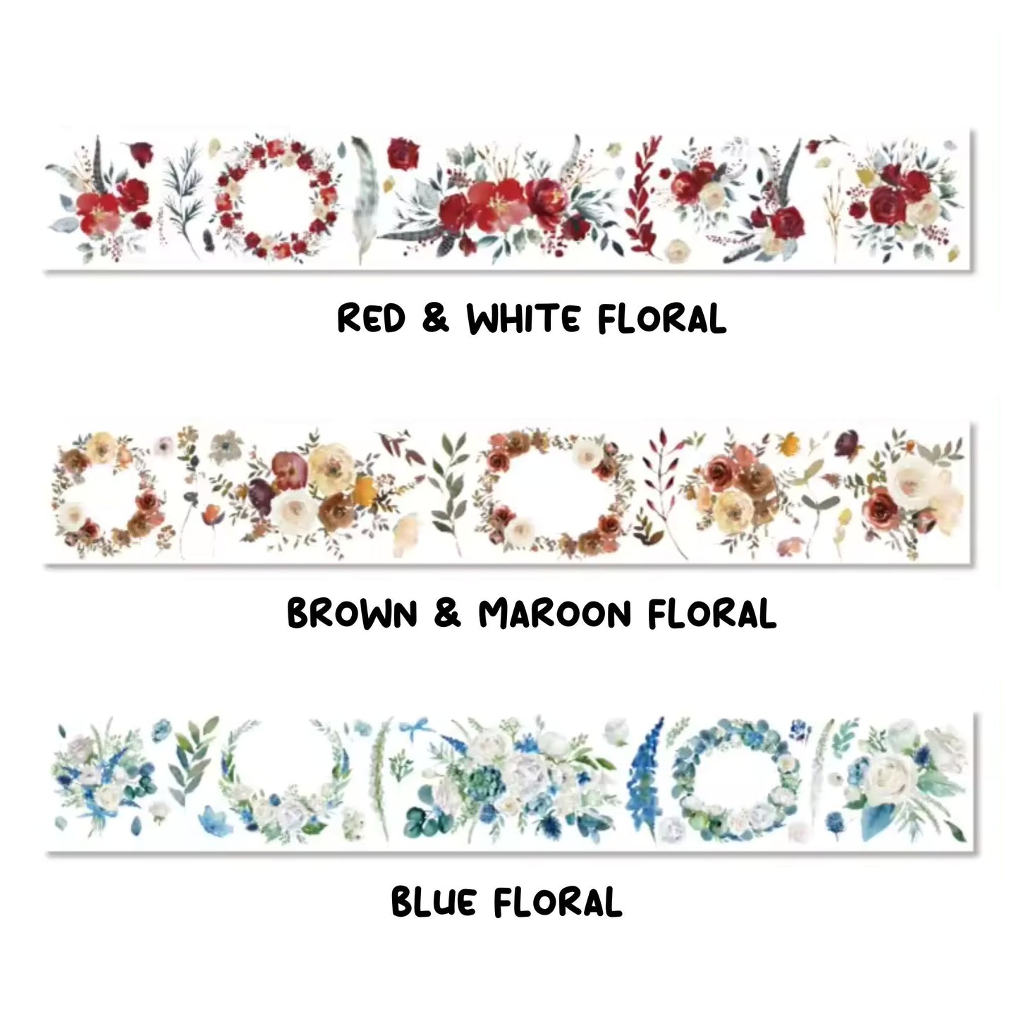 Flower bunches washi tape rolls - various colours