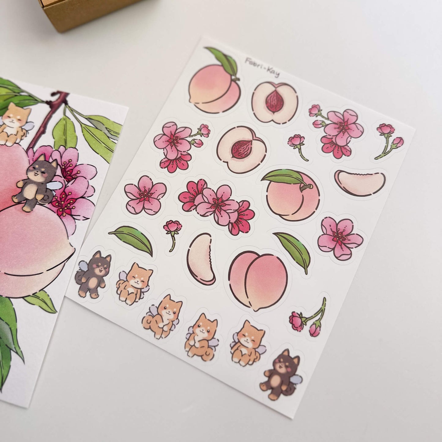FabriKay Fruit Fairy Sticker Sheet & Art Print Set - Peaches