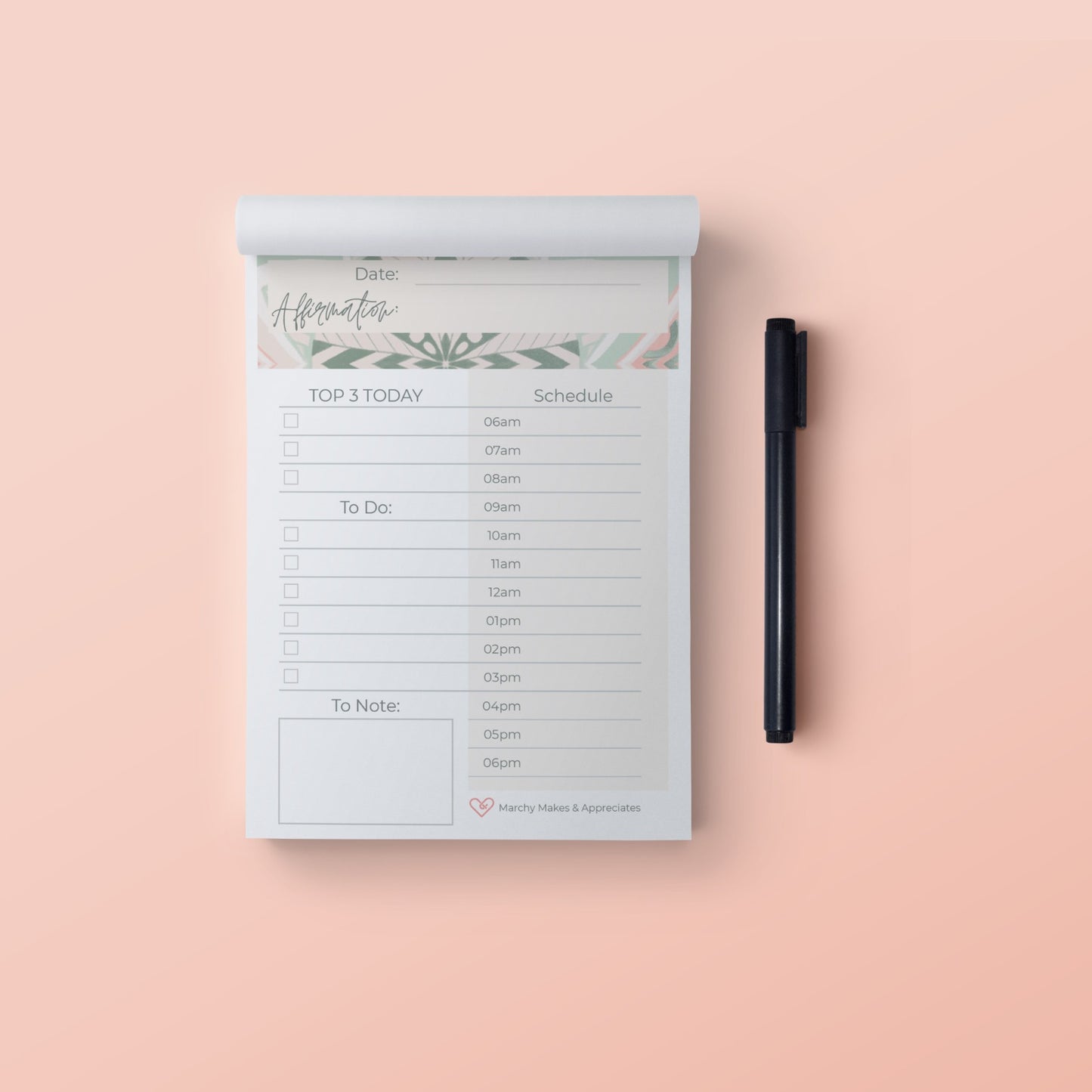 A6 Pocket daily notepad by Marchy Makes