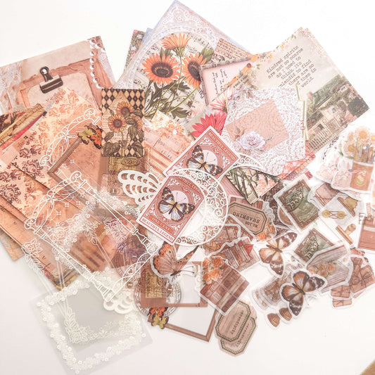 Ephemera bundle - Autumn-themed Butterfly & bookish - 100 pcs