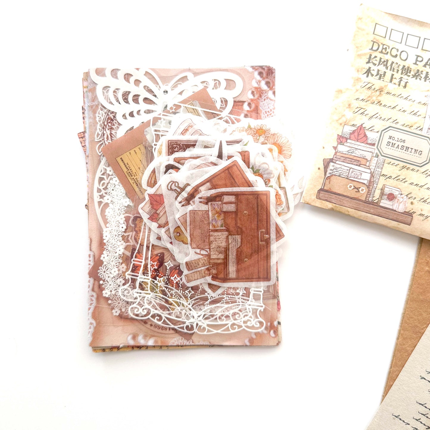 Ephemera bundle - Autumn-themed Butterfly & bookish - 100 pcs