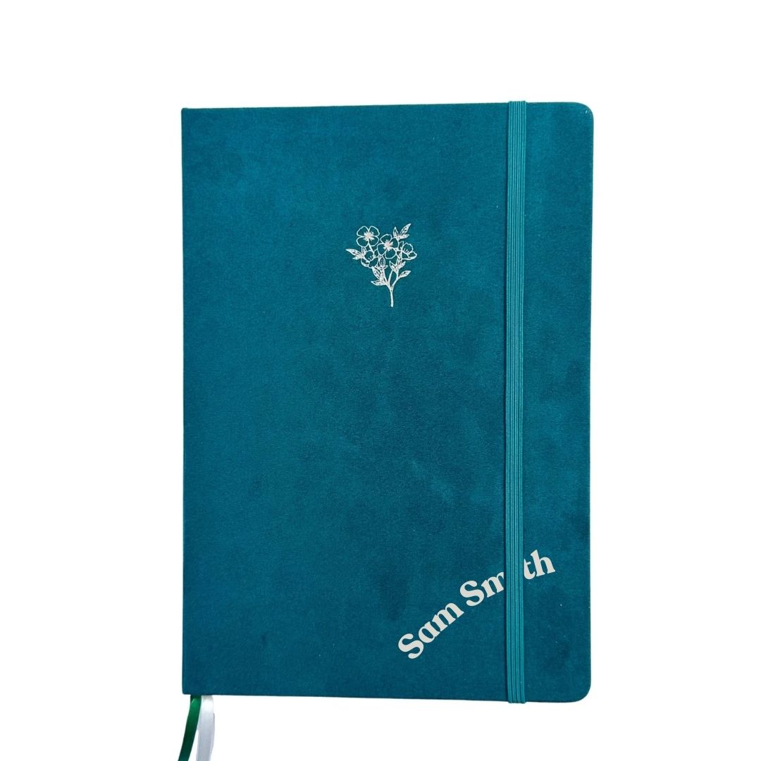 Personalised Flourishing flower B5 dotted journal - Velvet cover