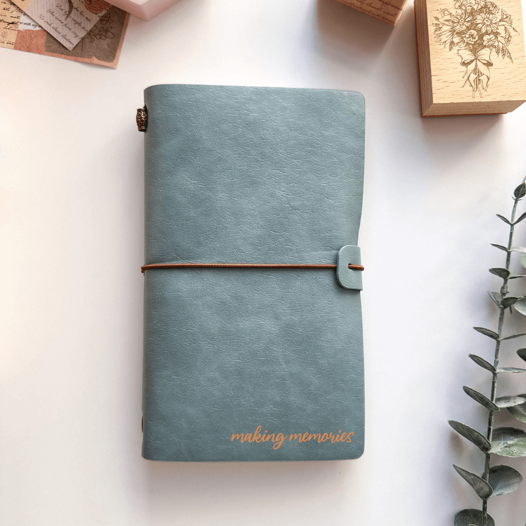 Personalised PU leather dotted travelers journal - Blue