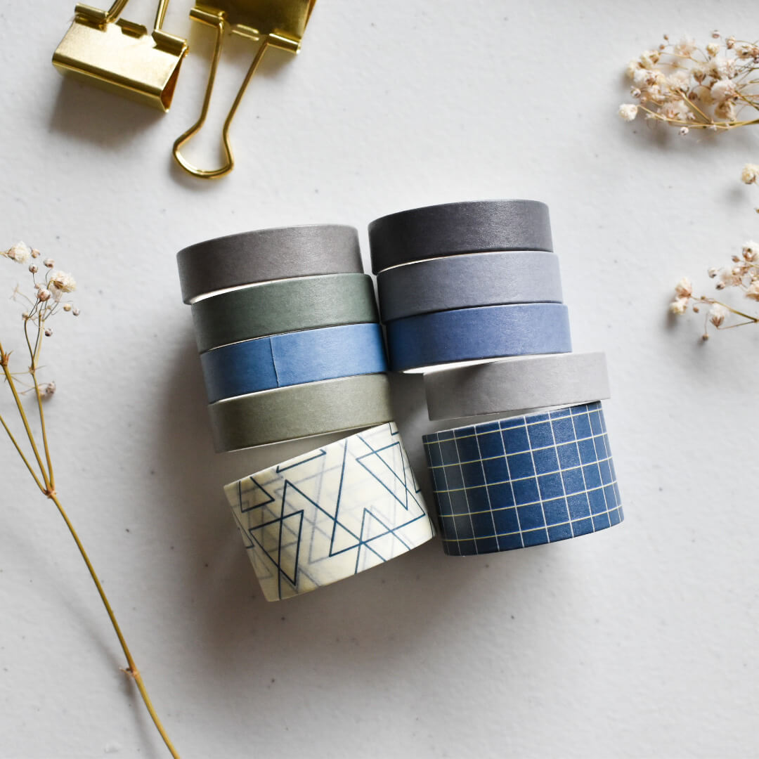 Blues & green washi tape set - 10 rolls