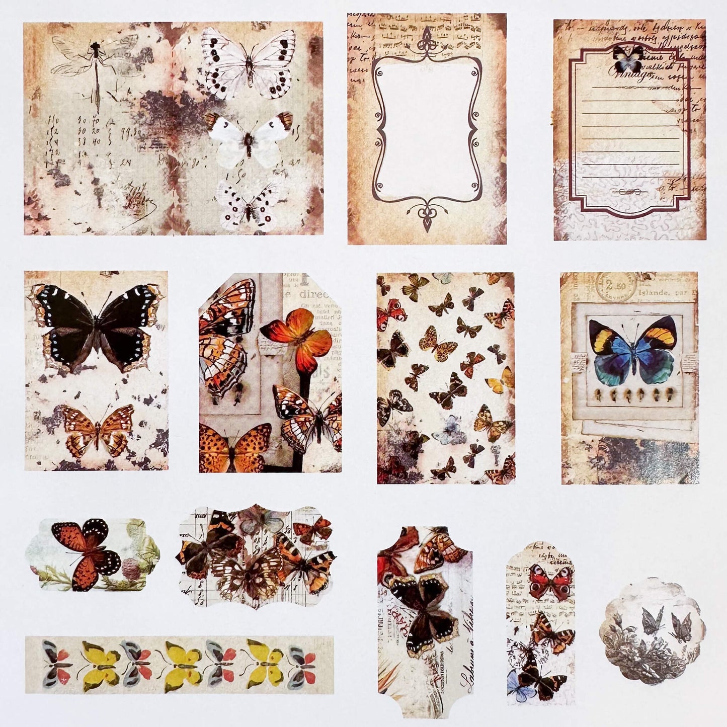 Butterfly-themed decorative paper & embellishment pack - 24pcs