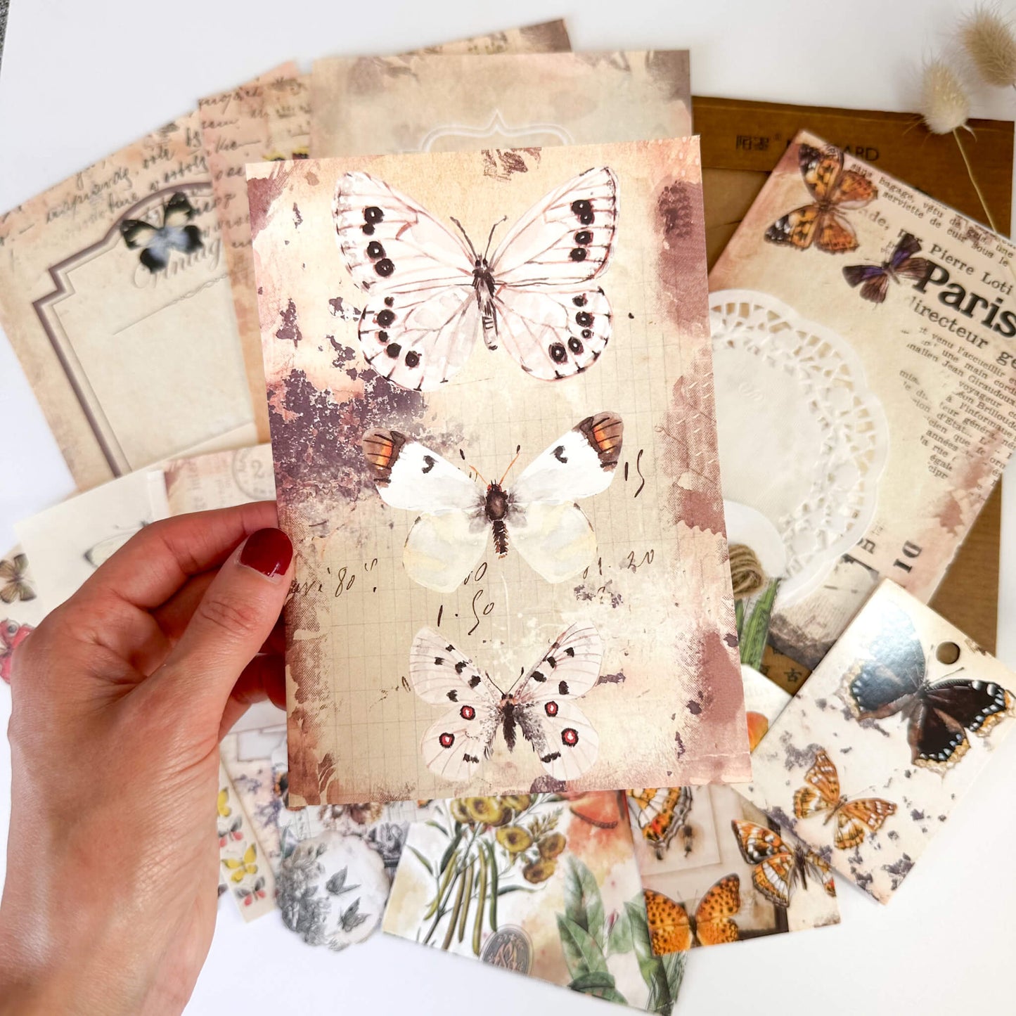 Butterfly-themed decorative paper & embellishment pack - 24pcs