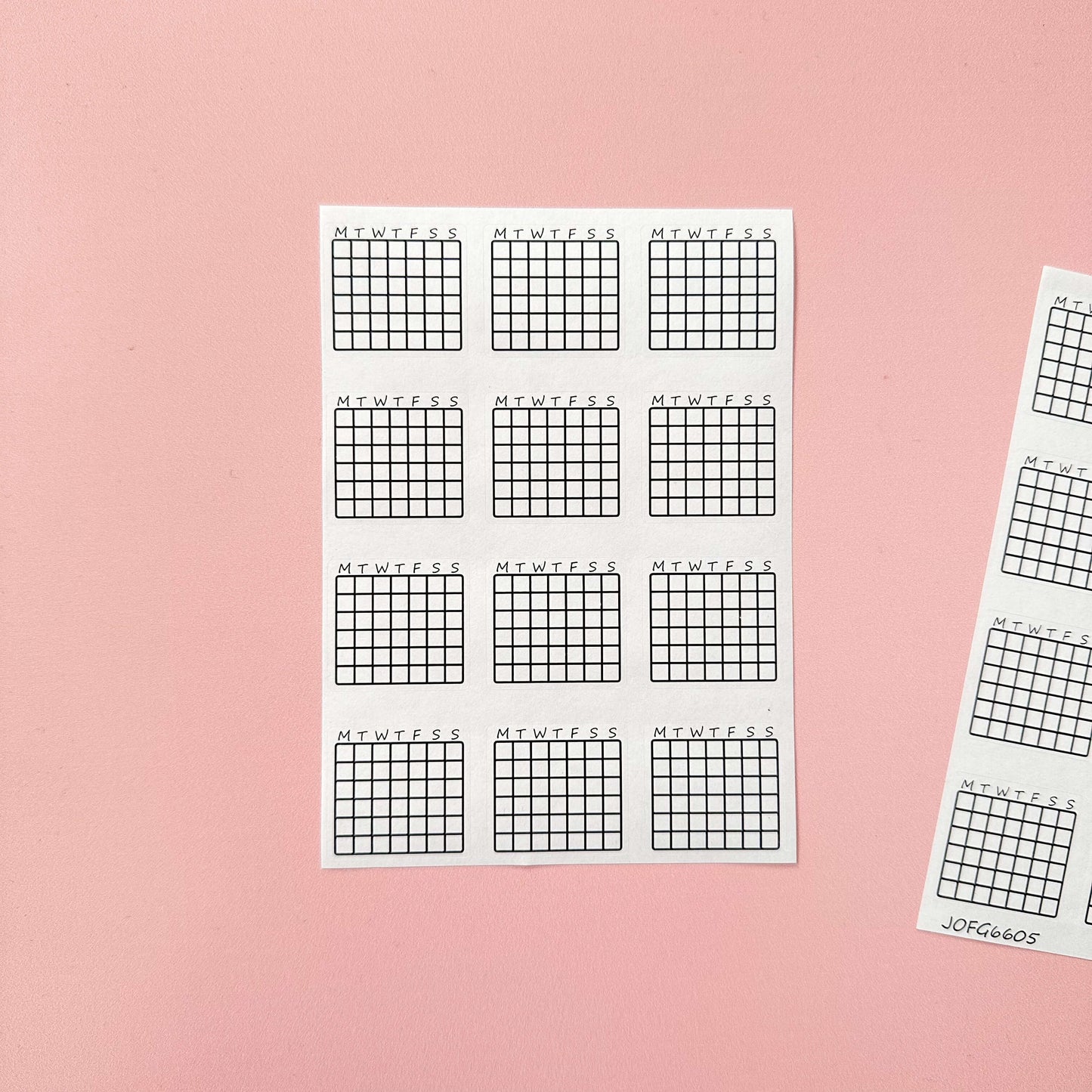 Blank mini calendars sticker sheet