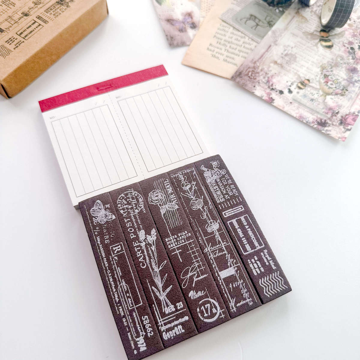 Foam stamp kit with paper pad - Flower mail