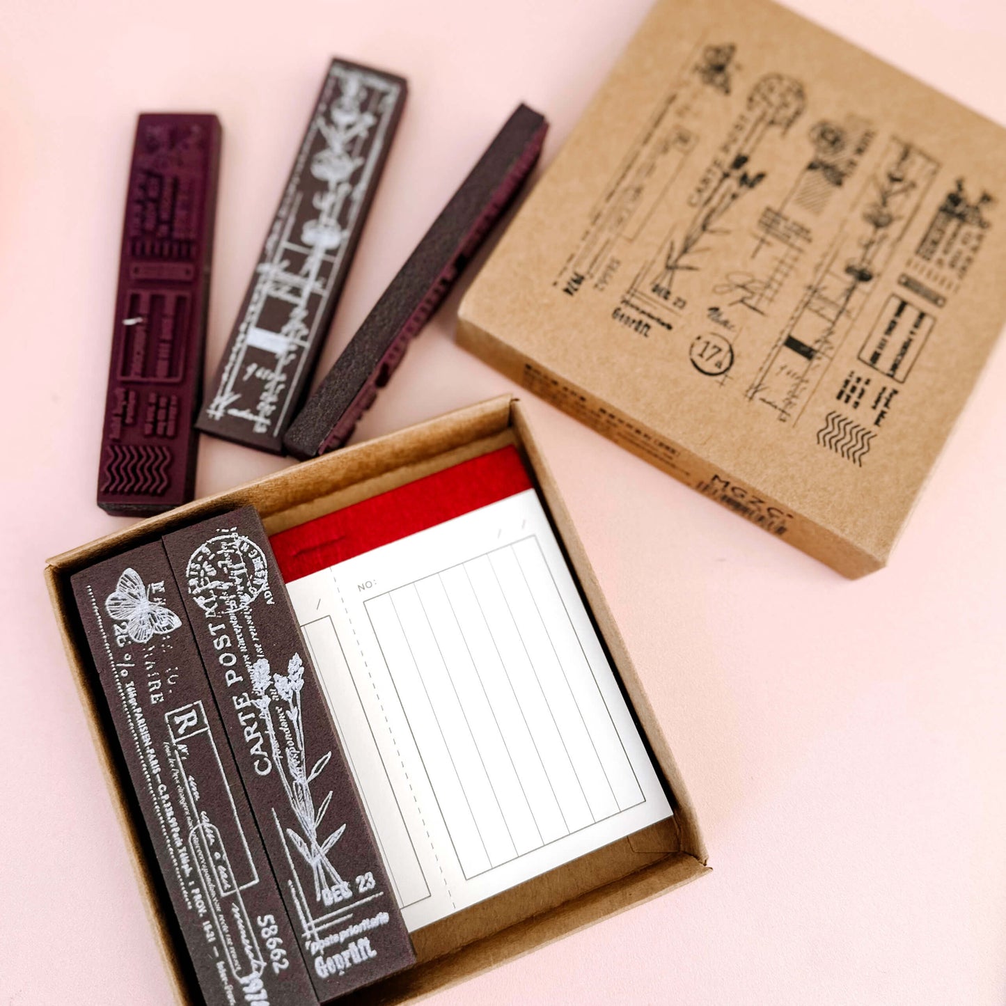 Foam stamp kit with paper pad - Flower mail