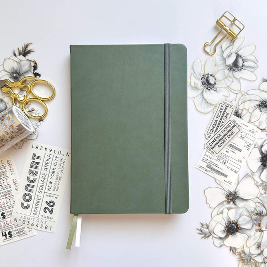Soft Green PU leather A5 dotted journal