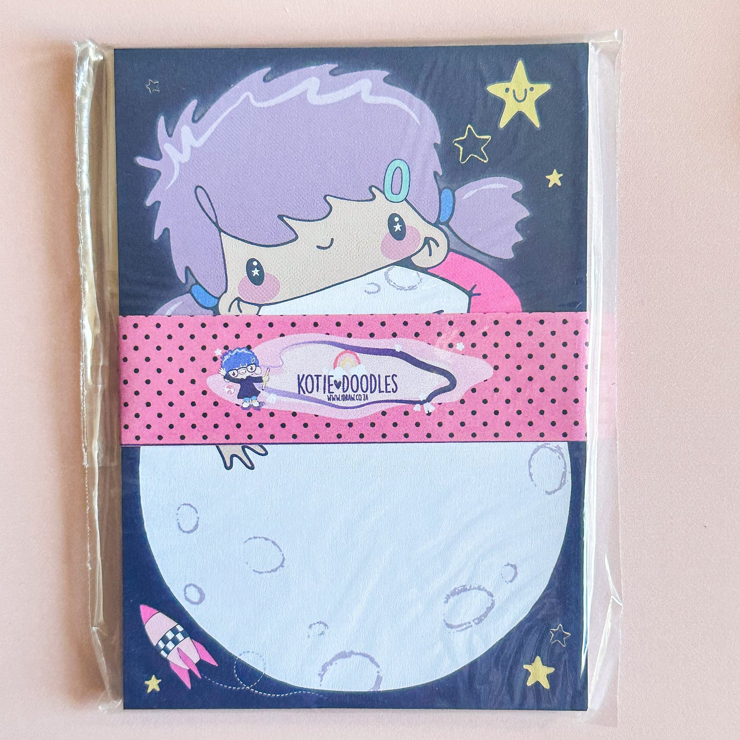 Kotie Doodles A6 notepad - I love the moon