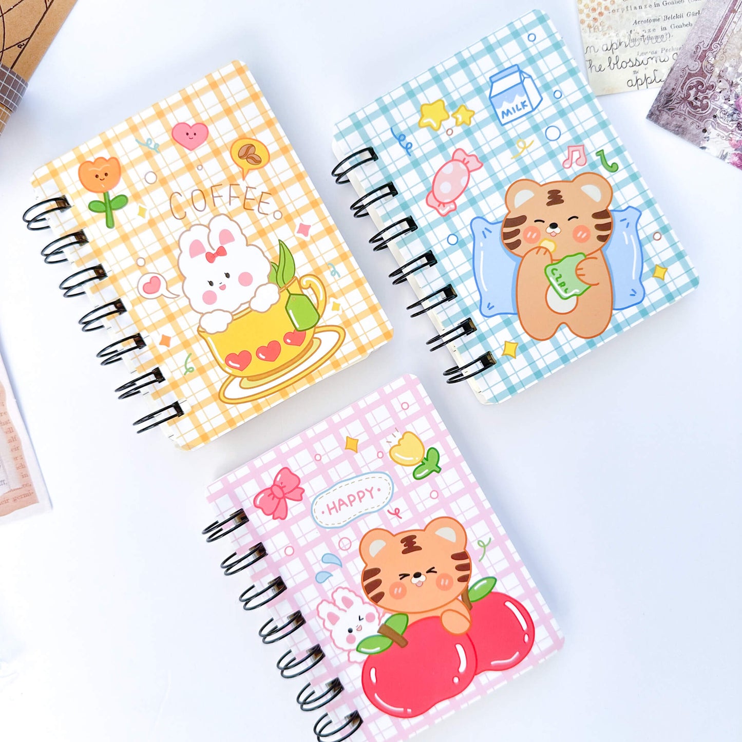 Mini spiral wire-bound notebooks