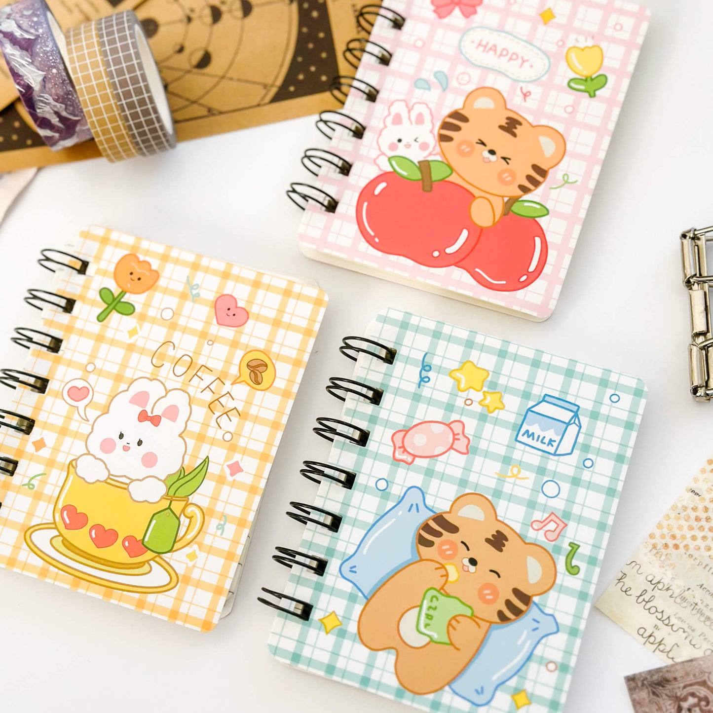 Mini spiral wire-bound notebooks