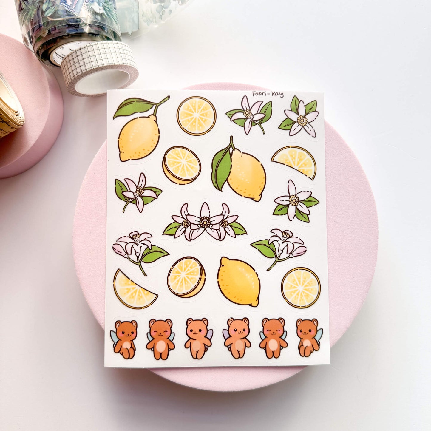 FabriKay Fruit Fairy Vinyl Sticker Sheet - Lemon bears