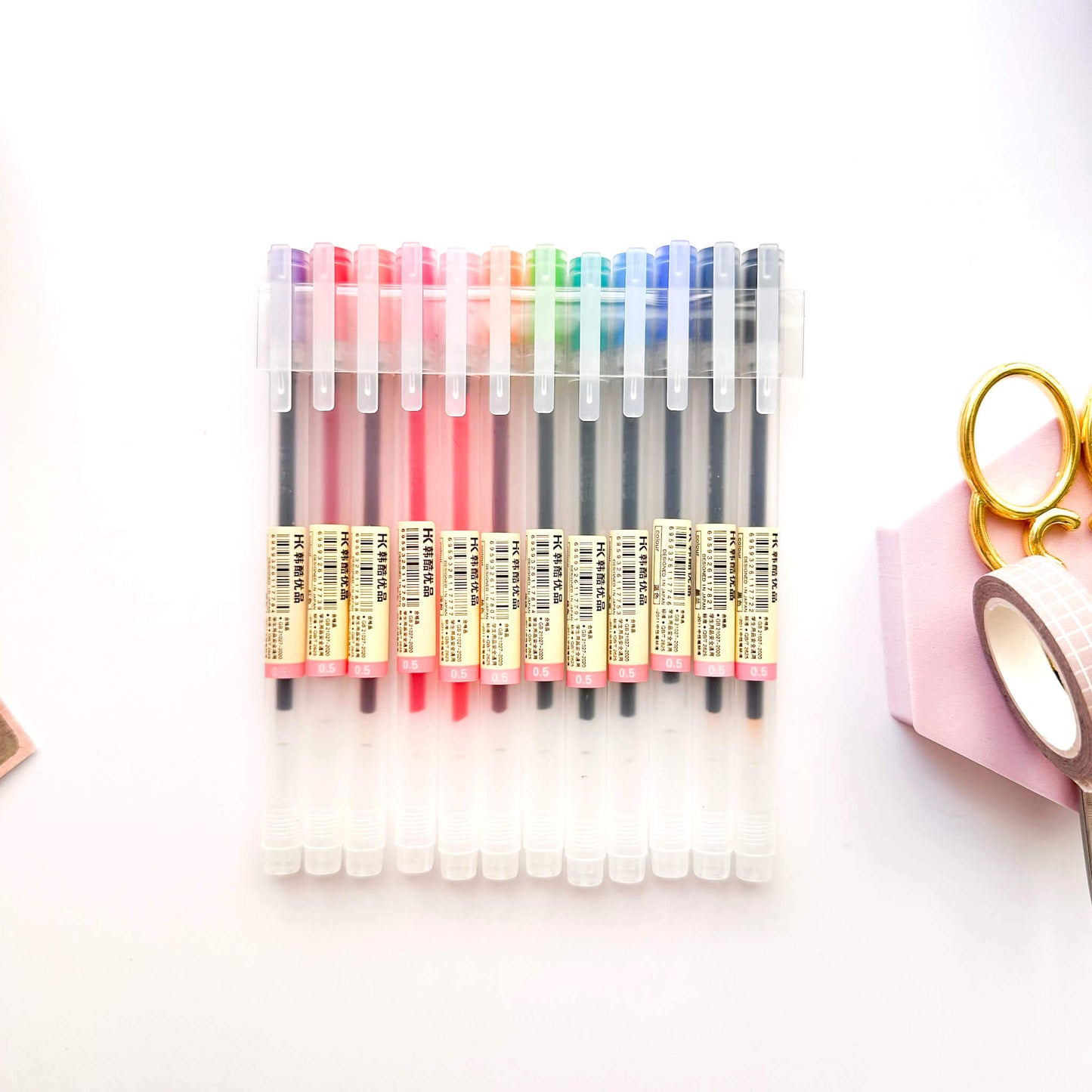 12 colour Matte barrel Muji style gel pen set