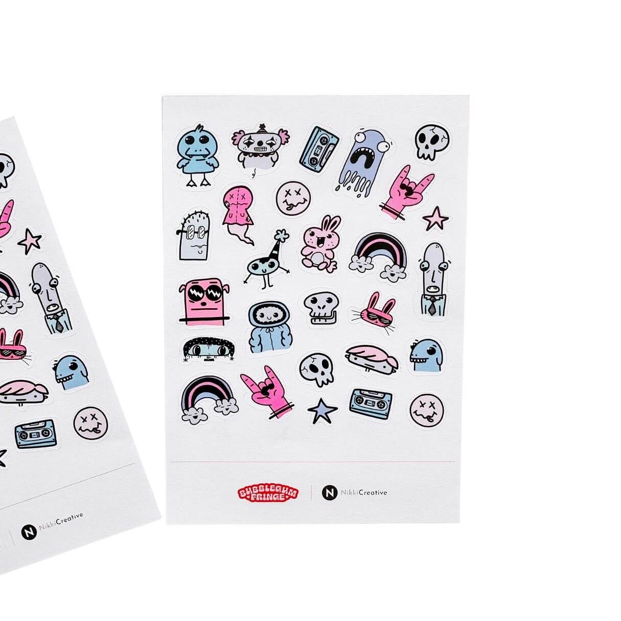 Cute monsters sticker sheet - Nikki Creative