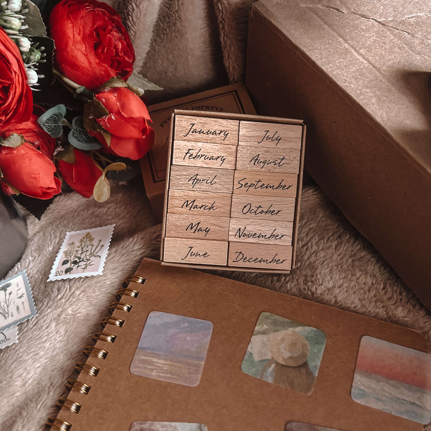 Months of the year wooden stamp set