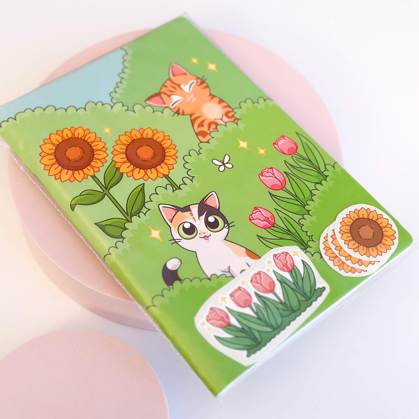A5 Cat-themed notebook and stickers - Kayworx