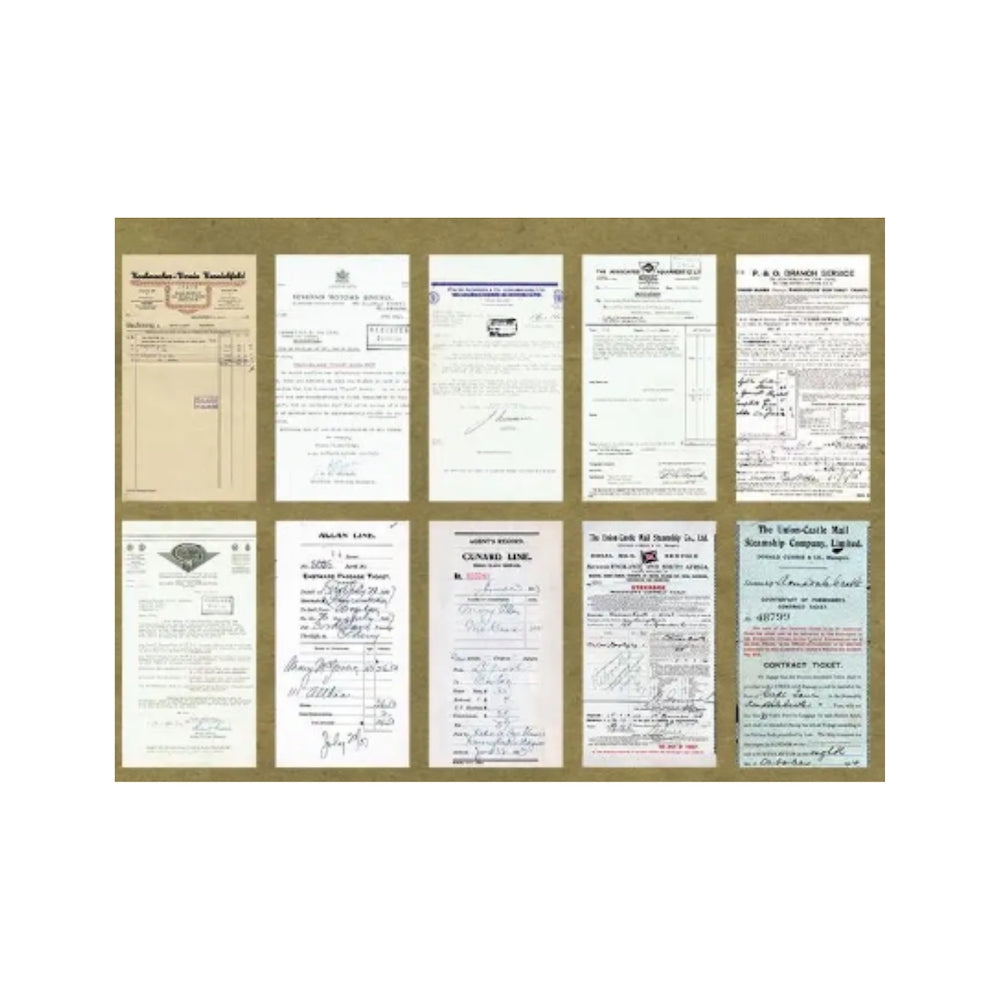 Decorative paper pack detail with text print. Various colours.