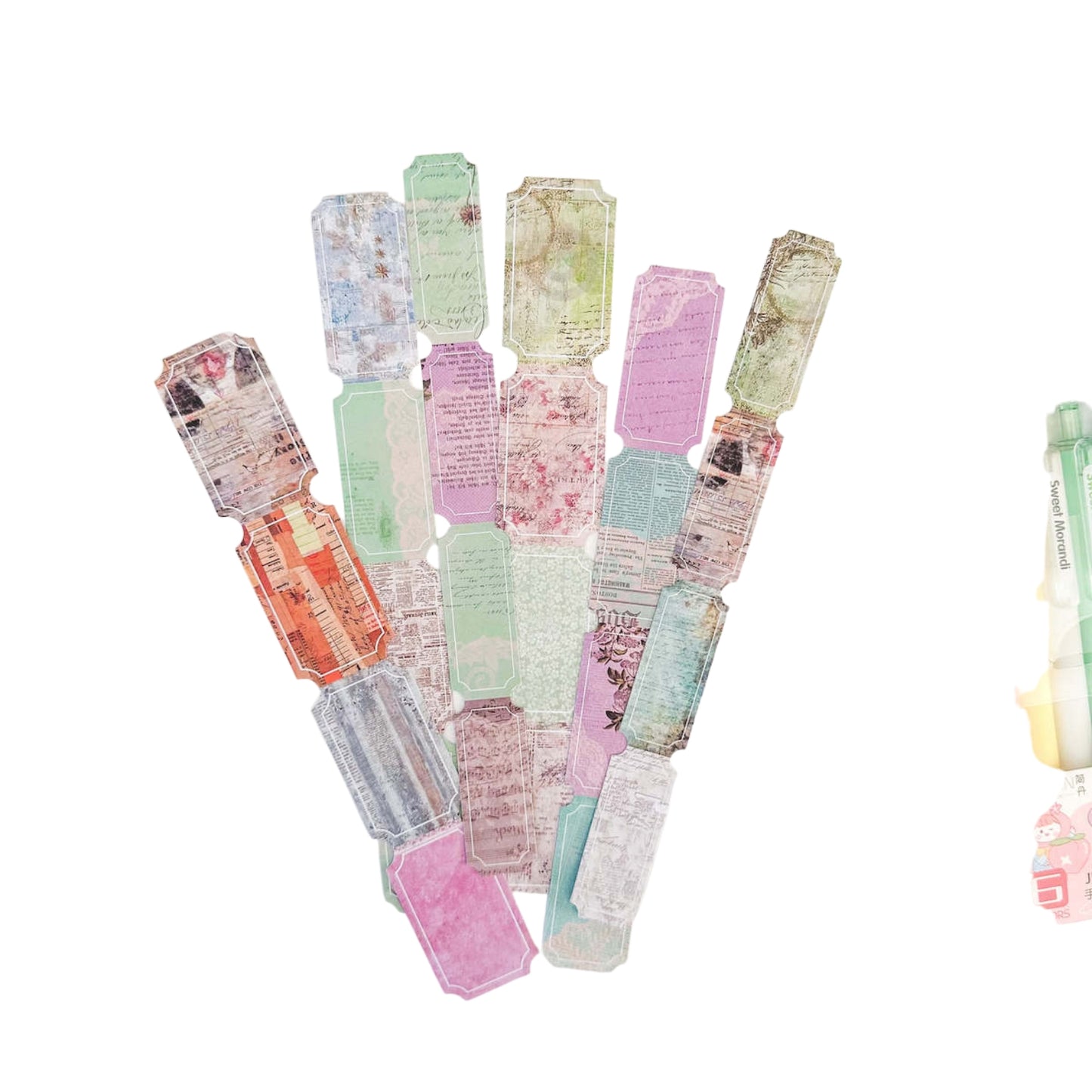 Vintage mixed ticket paper strips - 6pcs