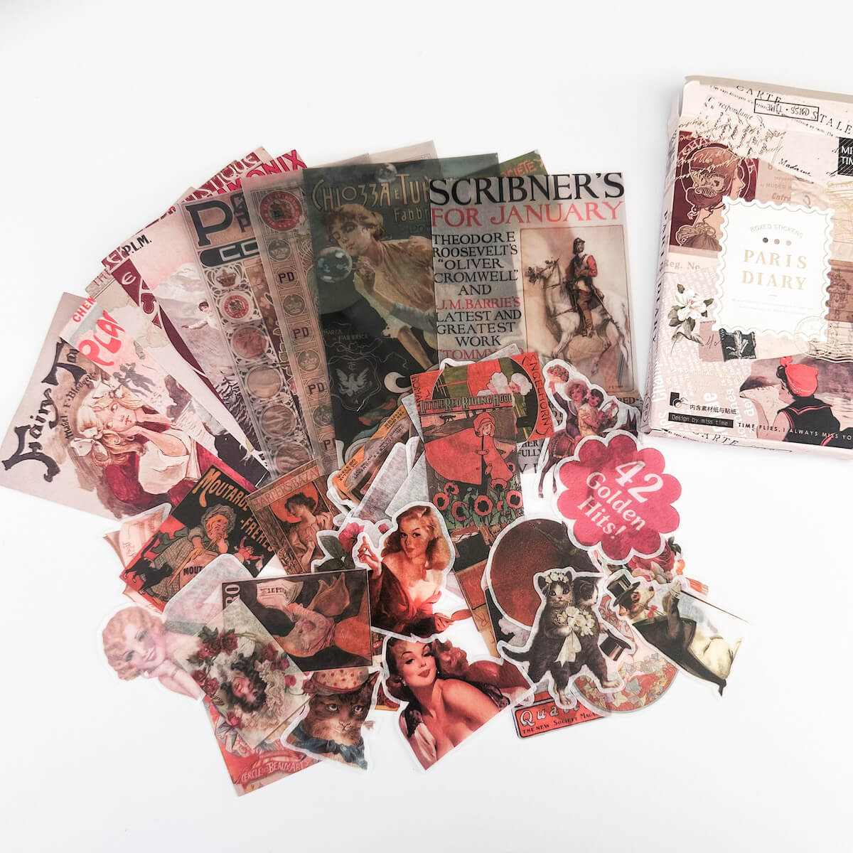 Boxed washi sticker set - Paris diary 55pcs