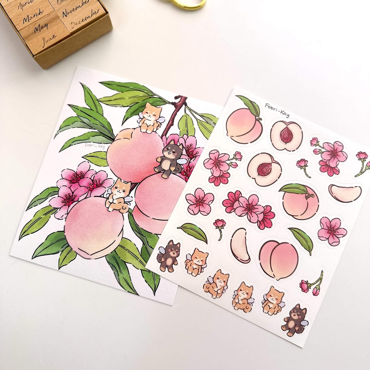 FabriKay Fruit Fairy Sticker Sheet & Art Print Set - Peaches