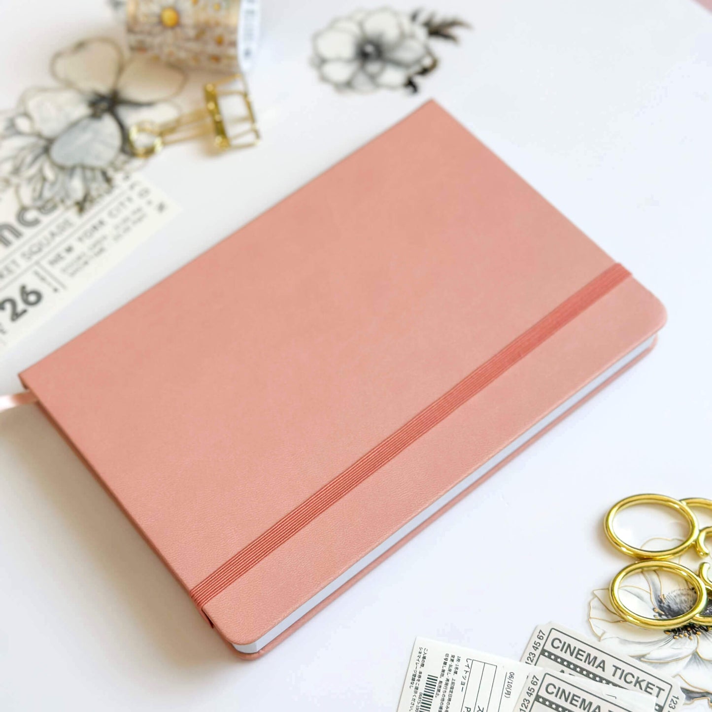 Soft pink PU leather A5 dotted journal