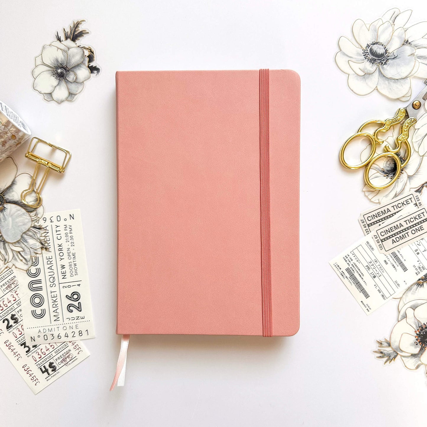 Soft pink PU leather A5 dotted journal