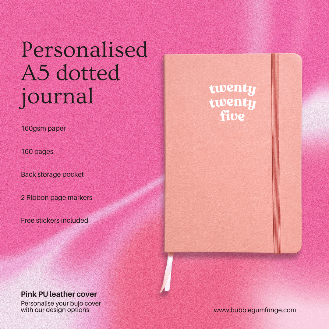 Personalised Soft pink PU leather A5 dotted journal