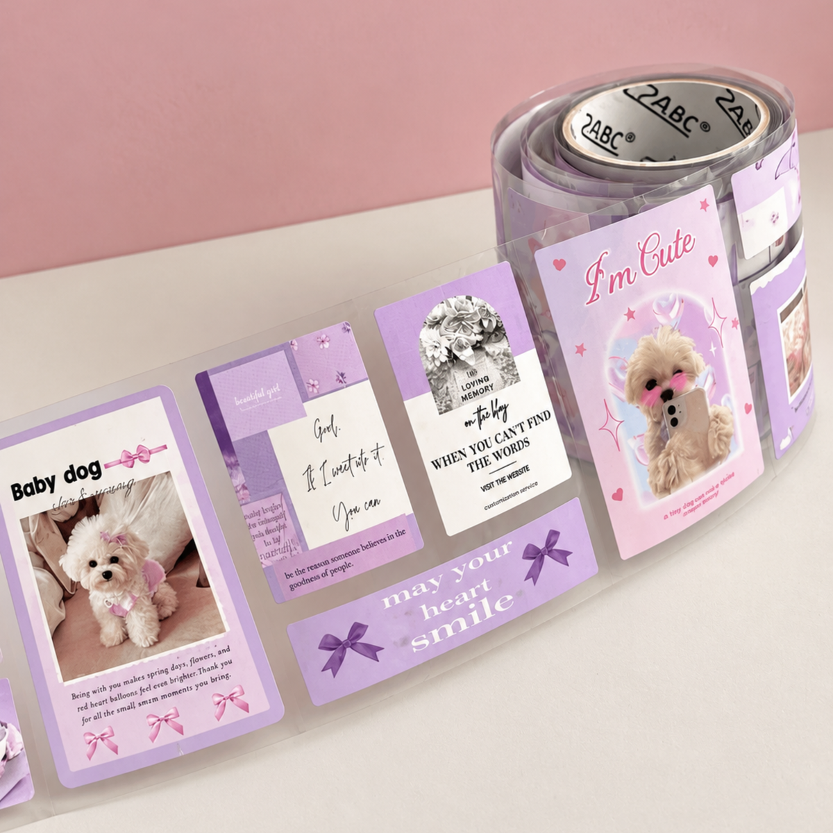 Romanticise life sticker tape roll - Purple