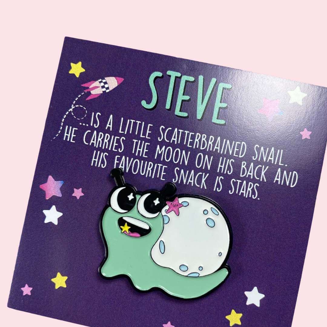 Steve the snail enamel pin