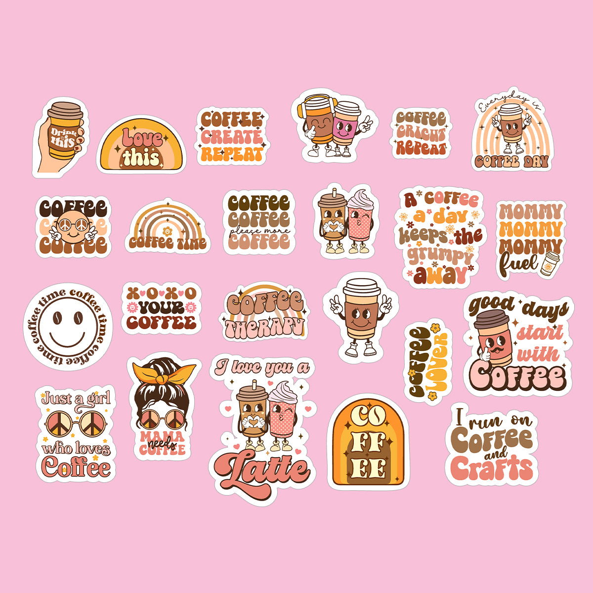 Groovy coffee mega sticker pack