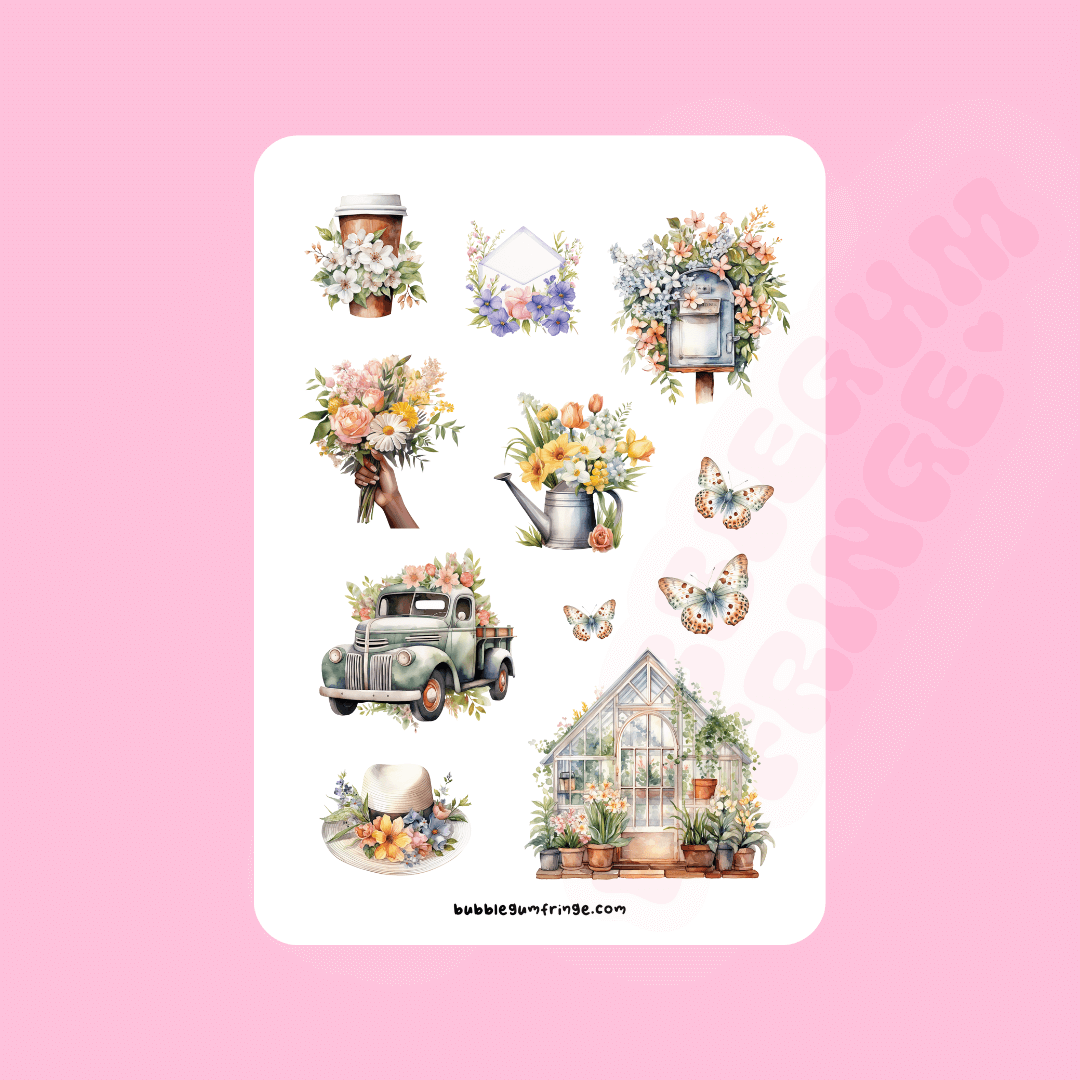 A5 Spring sticker sheet set