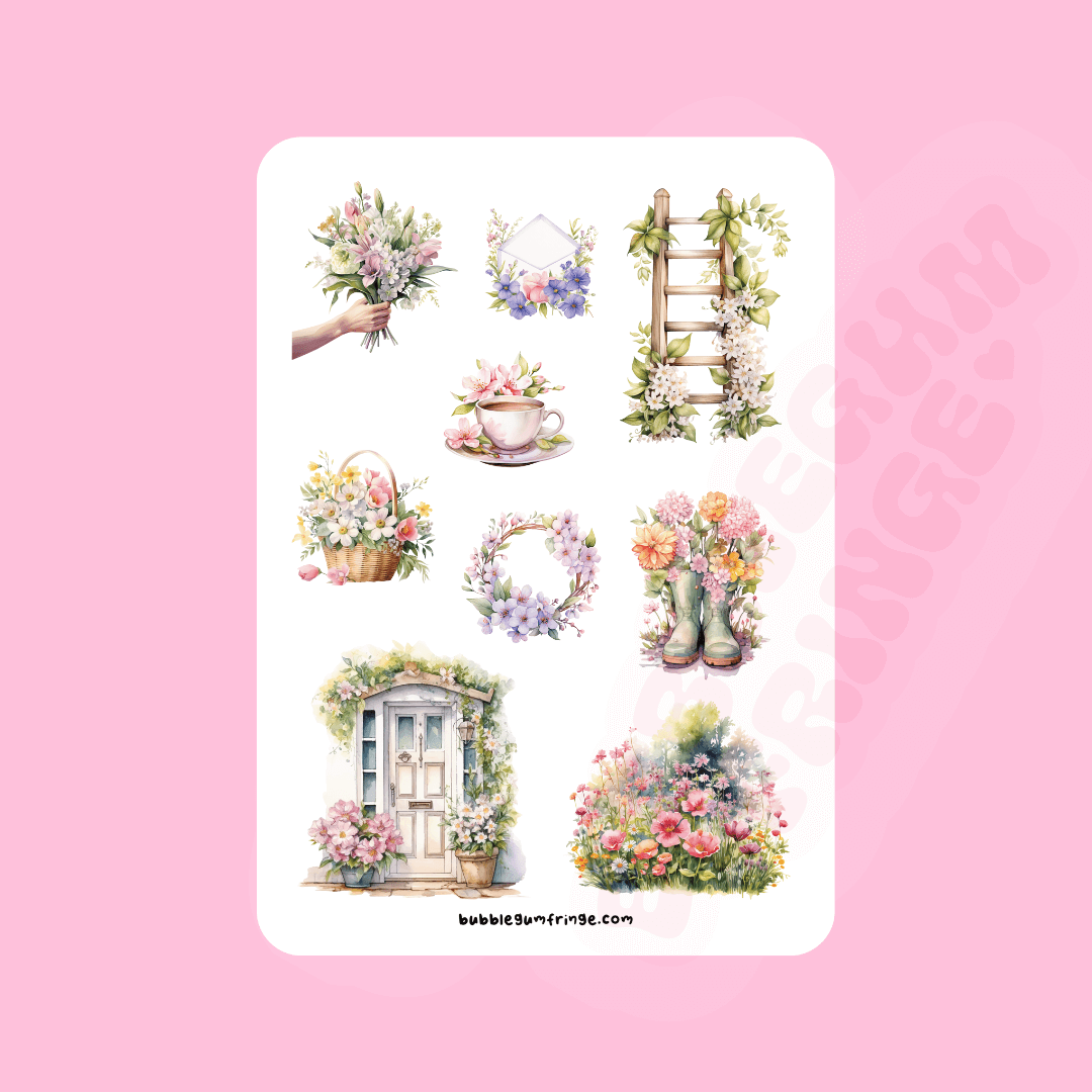 A5 Spring sticker sheet set