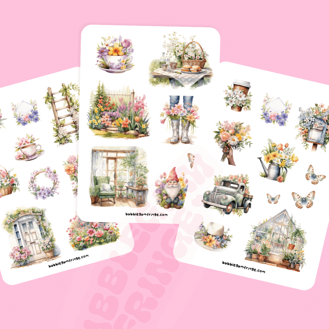 A5 Spring sticker sheet set