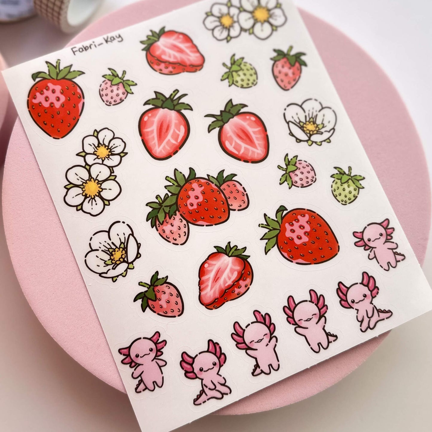 FabriKay Fruit Fairy Vinyl Sticker Sheet - Strawberry Axolotl