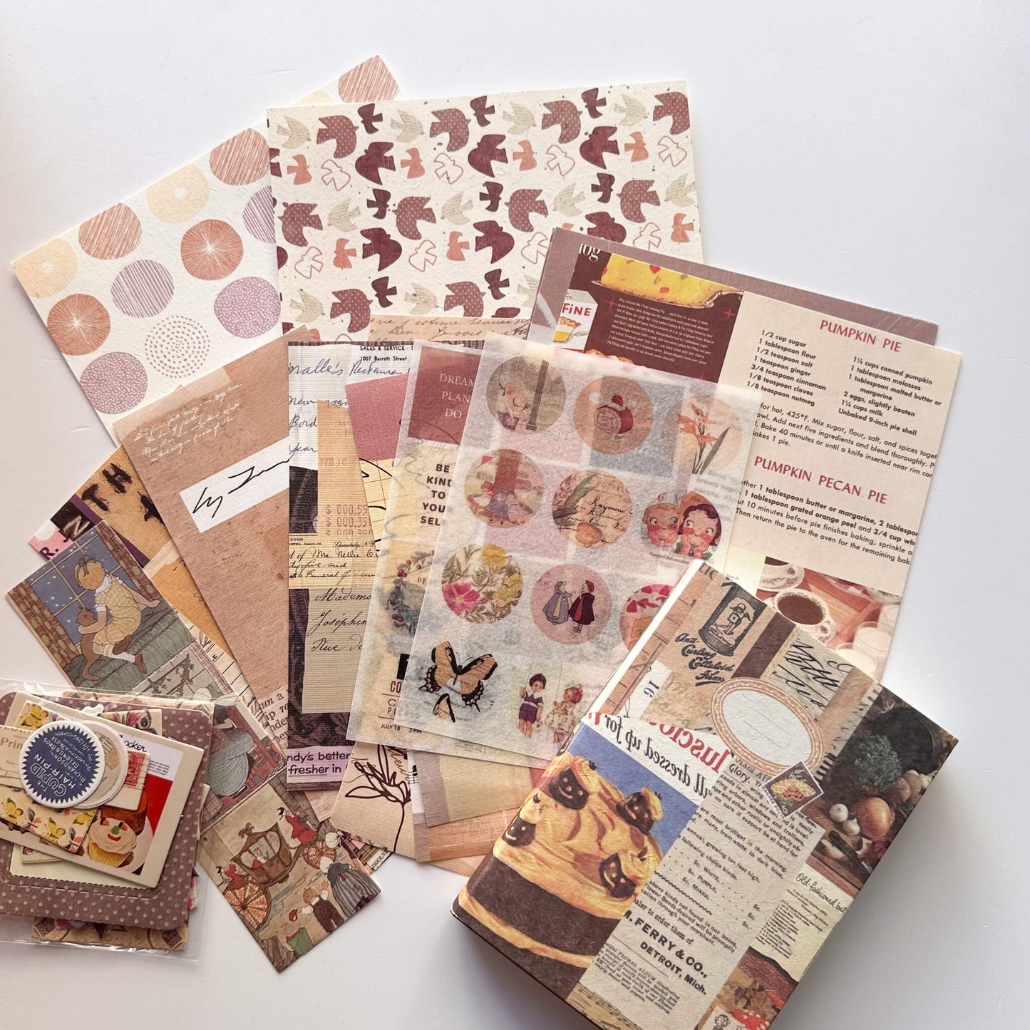 Vintage brown A6 Journal & ephemera bundle