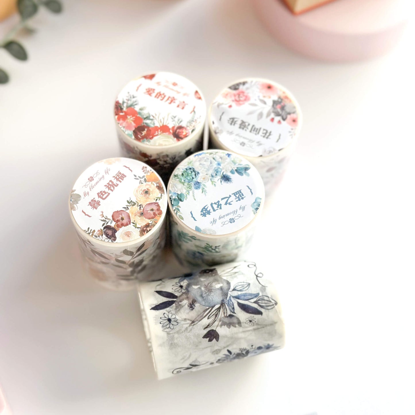 Flower bunches washi tape rolls - various colours