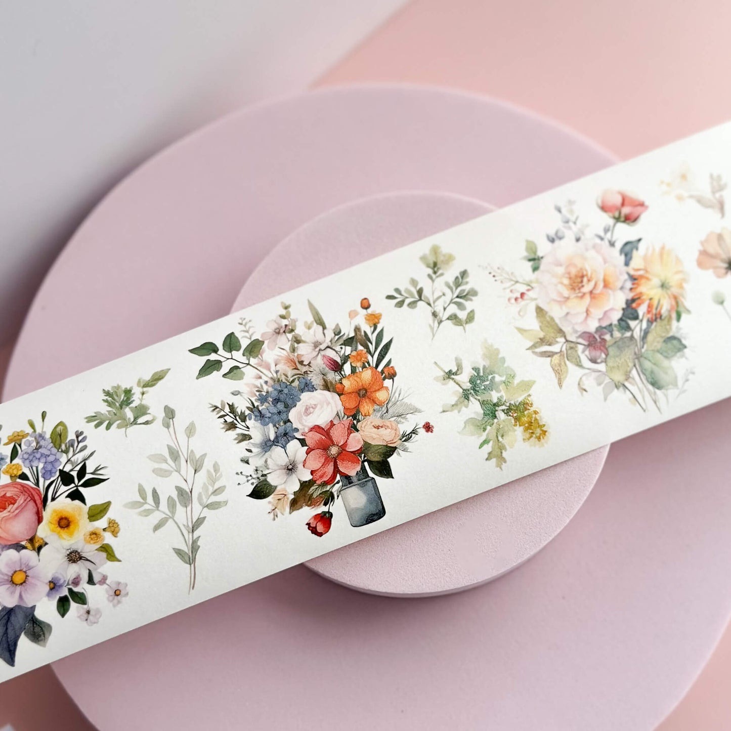 Watercolour flowers - wide washi tape roll