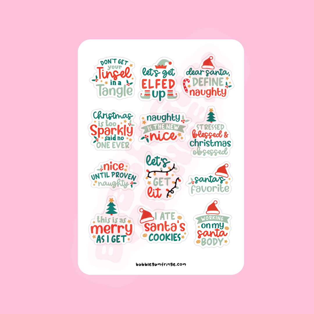 Naughty or nice Christmas sticker sheet